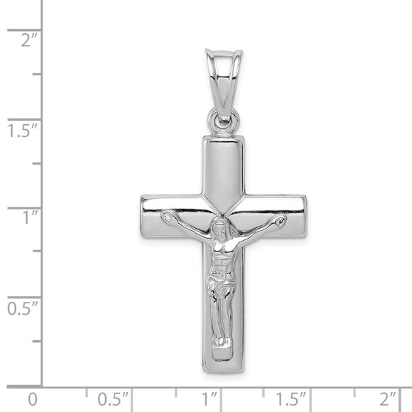 Million Charms 925 Sterling Silver Rhodium-plated Hollow Latin Crucifix Pendant - Picture 4 of 4